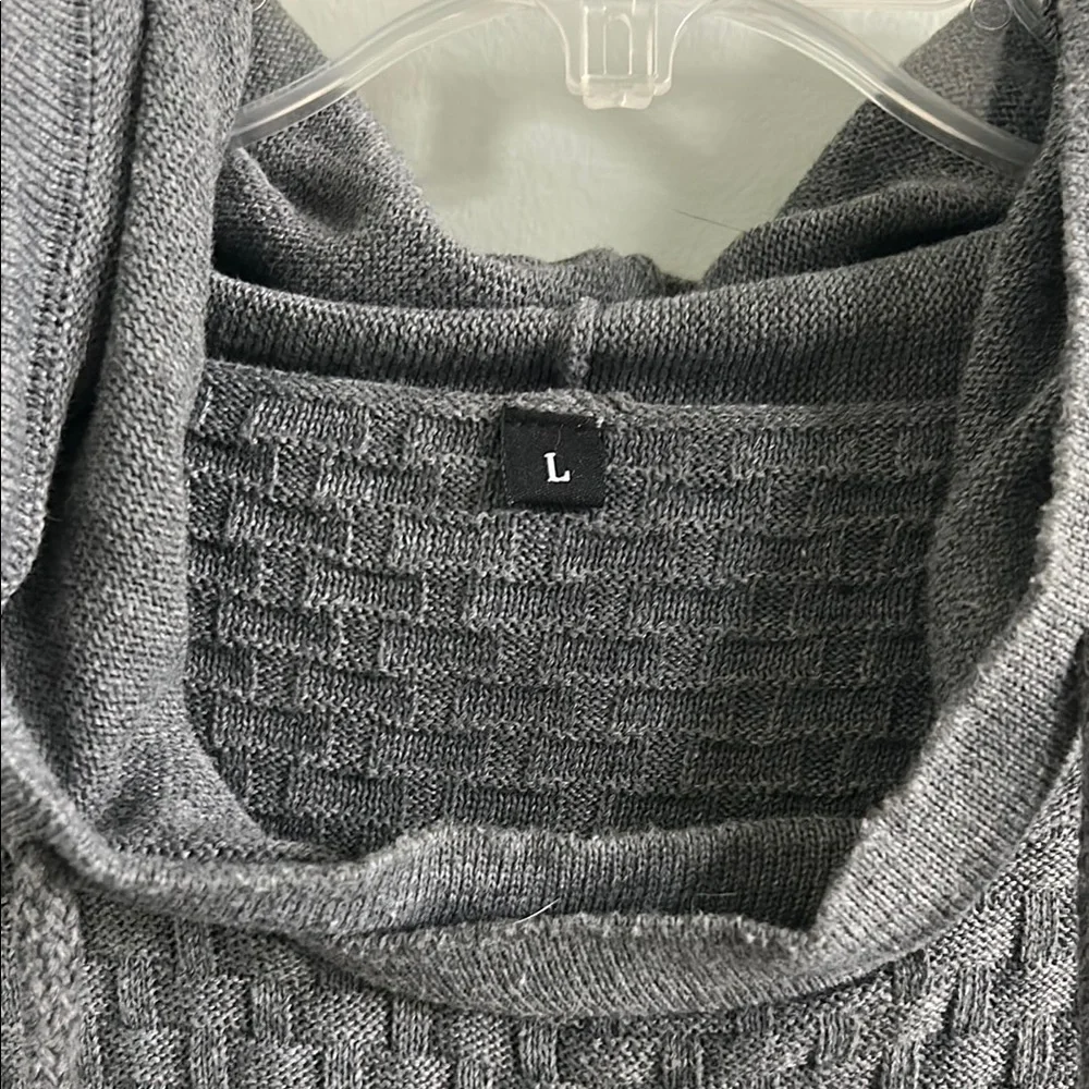 Gray Men's Sweater with Cowl Neck